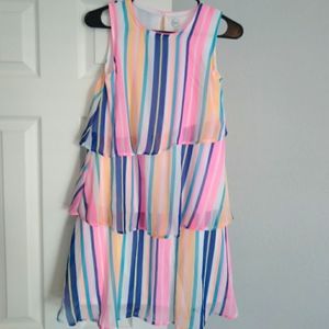 Girls XL striped dress with ruffle tiers.